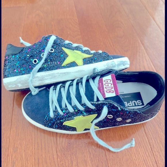 New Condition, Golden Goose 37 Excellent condition 6.5 glitter navy suede - Picture 1 of 14